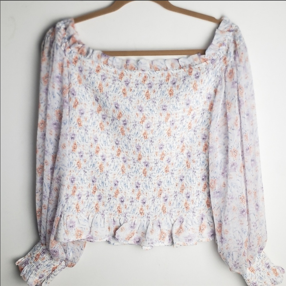 NWT Smocked Floral Off The Shoulder Top